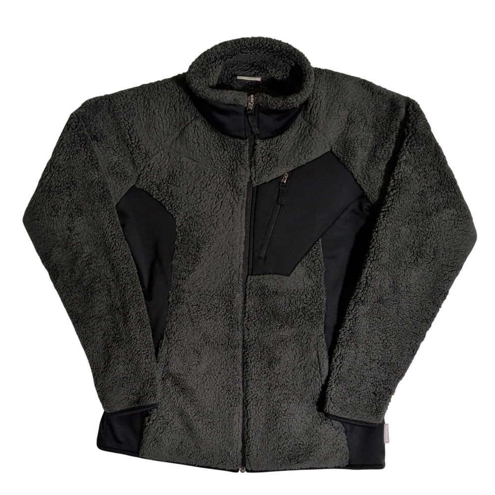 Columbia Faux Fur Fleece Jacket Womens Size L Zip Up Pockets Gorpcore Outdoor
